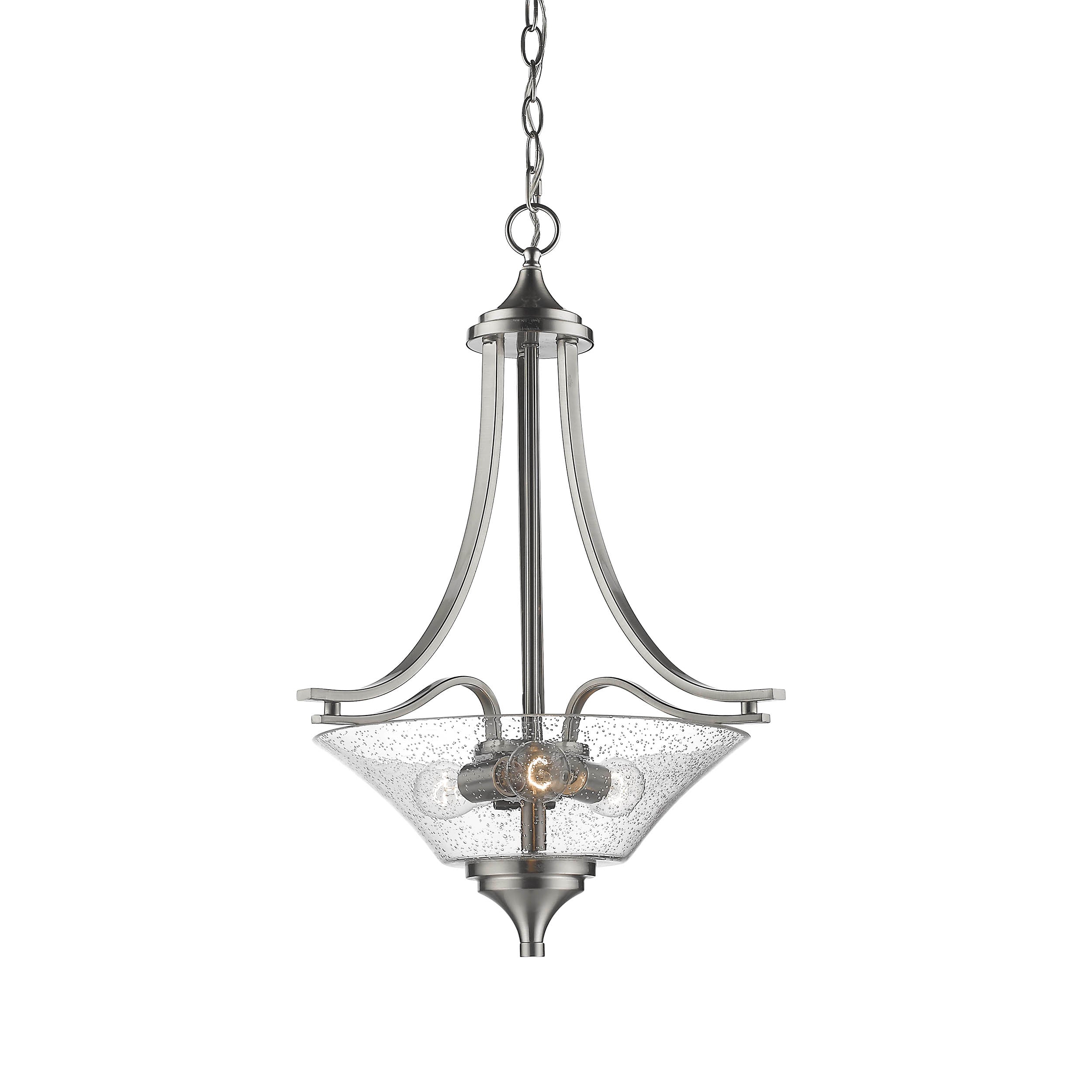 Millennium Lighting 3 Light Pendant, Satin Nickel Finish