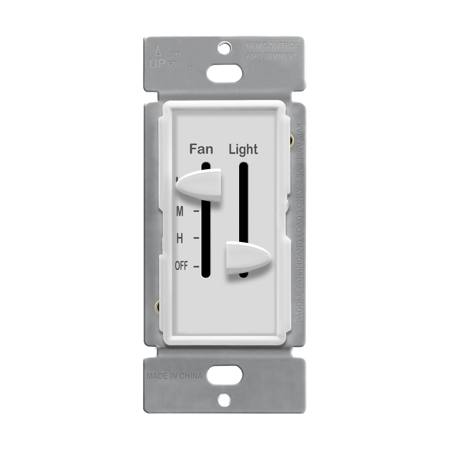 3-Speed Ceiling Fan Control and LED Dimmer Slider, Single Pole