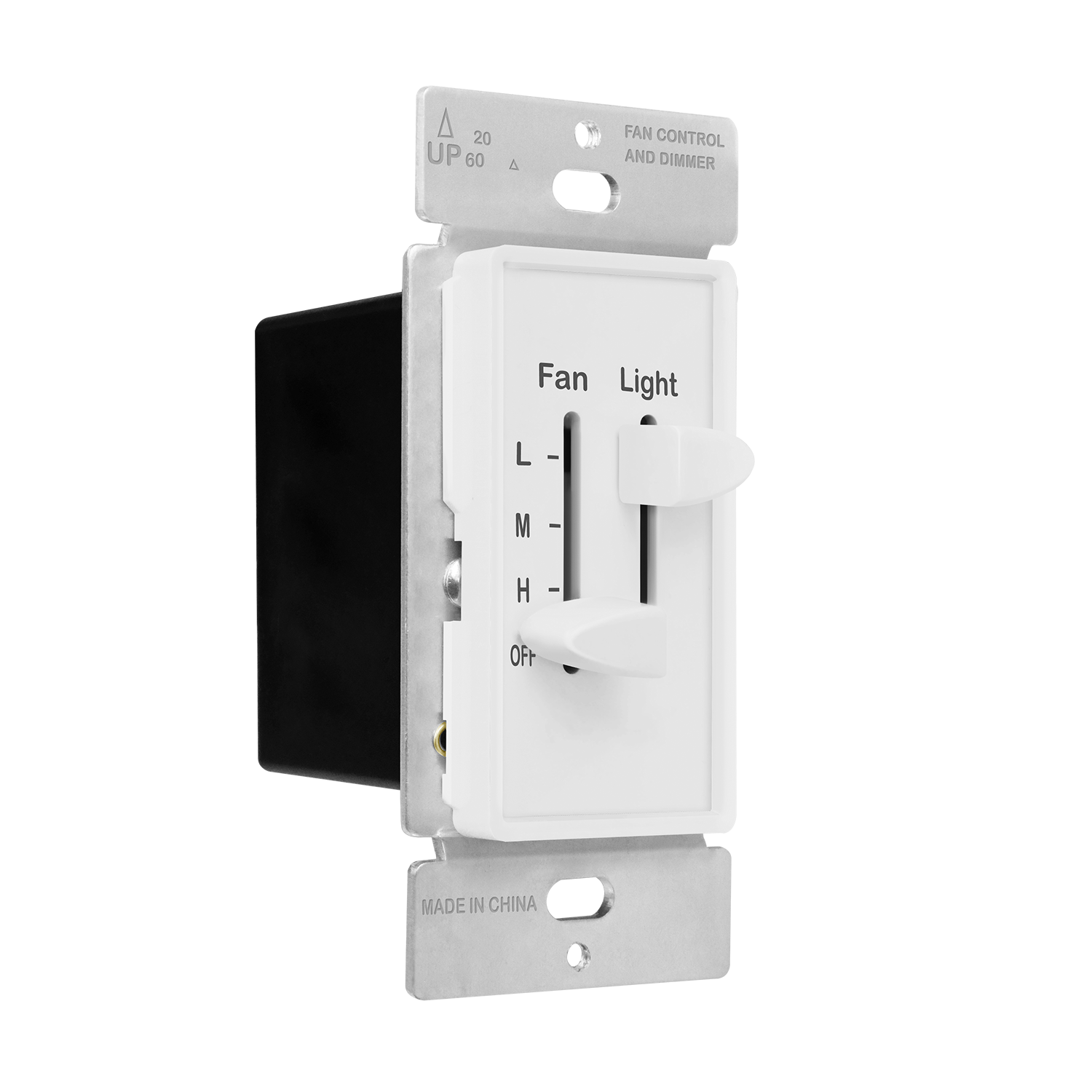 3-Speed Ceiling Fan Control and LED Dimmer Slider, Single Pole