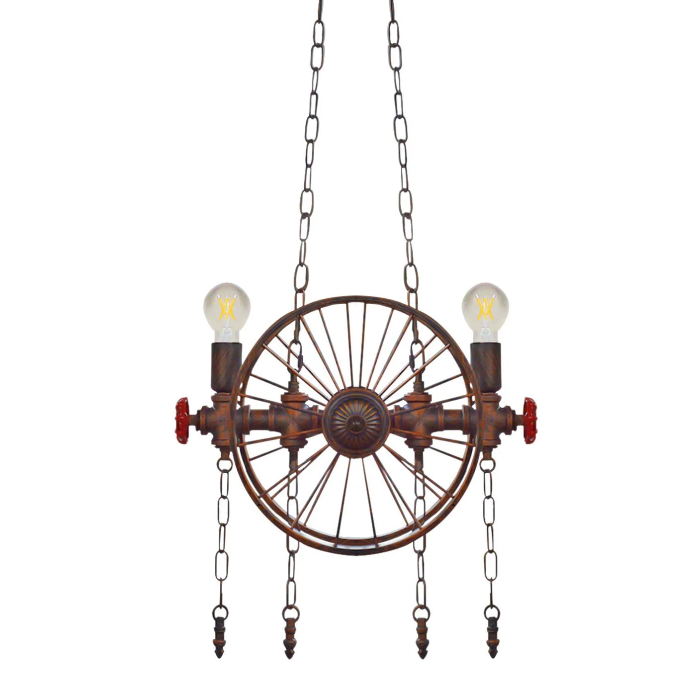 Pendant Light Industrial Rustic 2 Wheel 2 Light