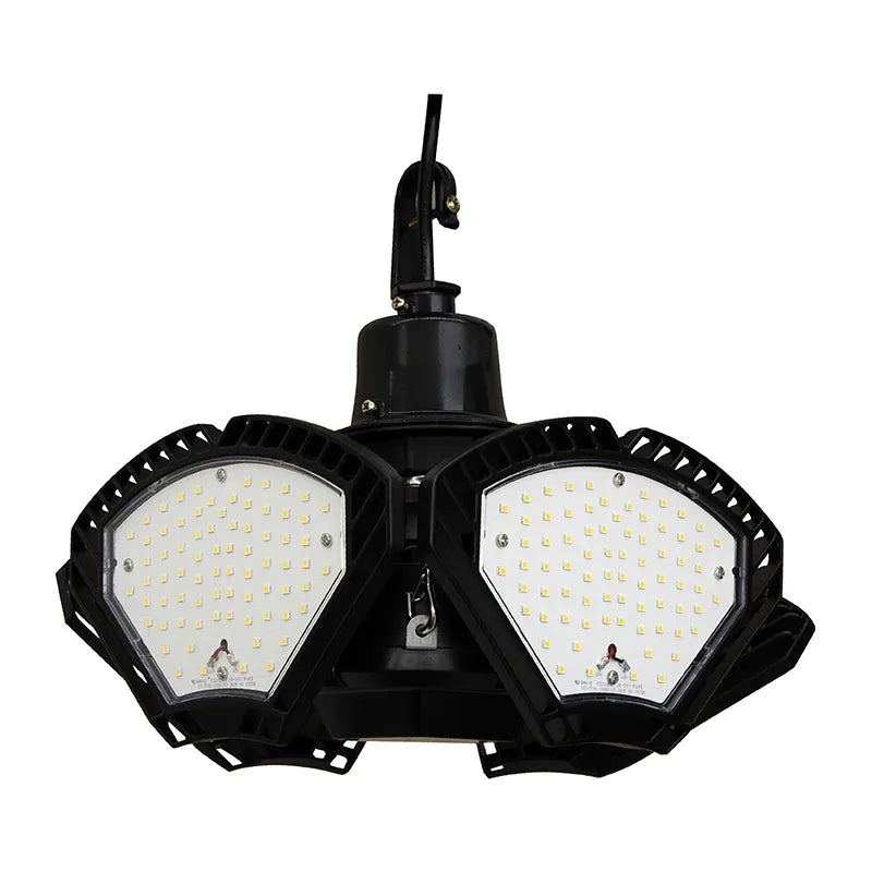 High-Performance LED UFO High Bay Light, 150W, 18,000 Lumens, 5000K, Adjustable Panels, 120-277V, Black Finish