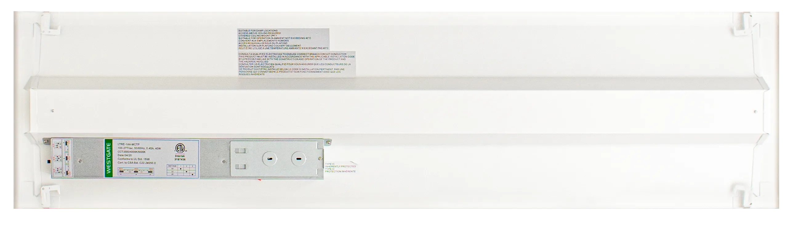 1 x 4 FOOT LED SELECTABLE COLOR TEMP. & WATTAGE TROFFER, AC 120-277V