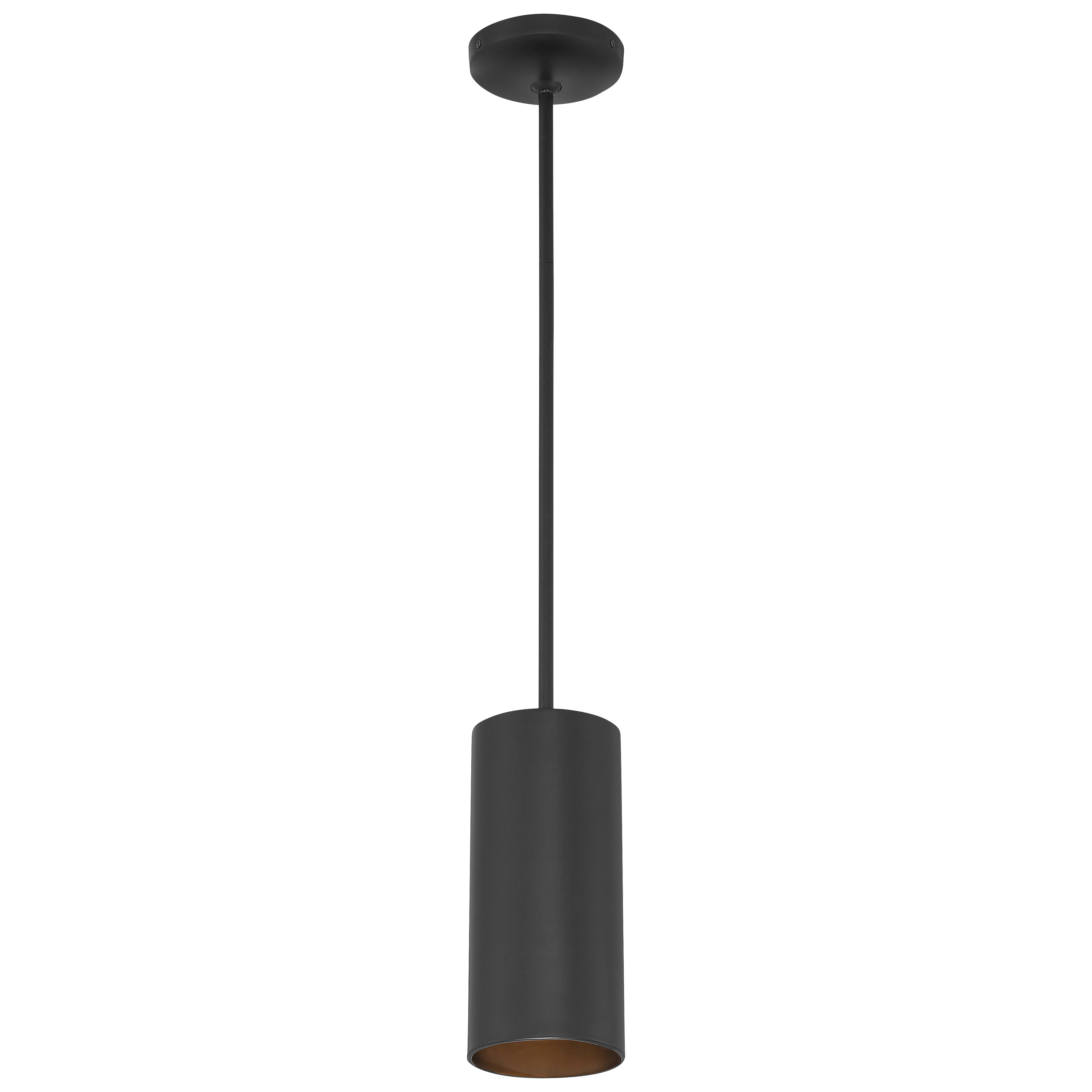 10.5" LED Cylinder Pendant Light, 800 Lumens, 10W, 3000K, 120V, Matte Black, Pilson Collection