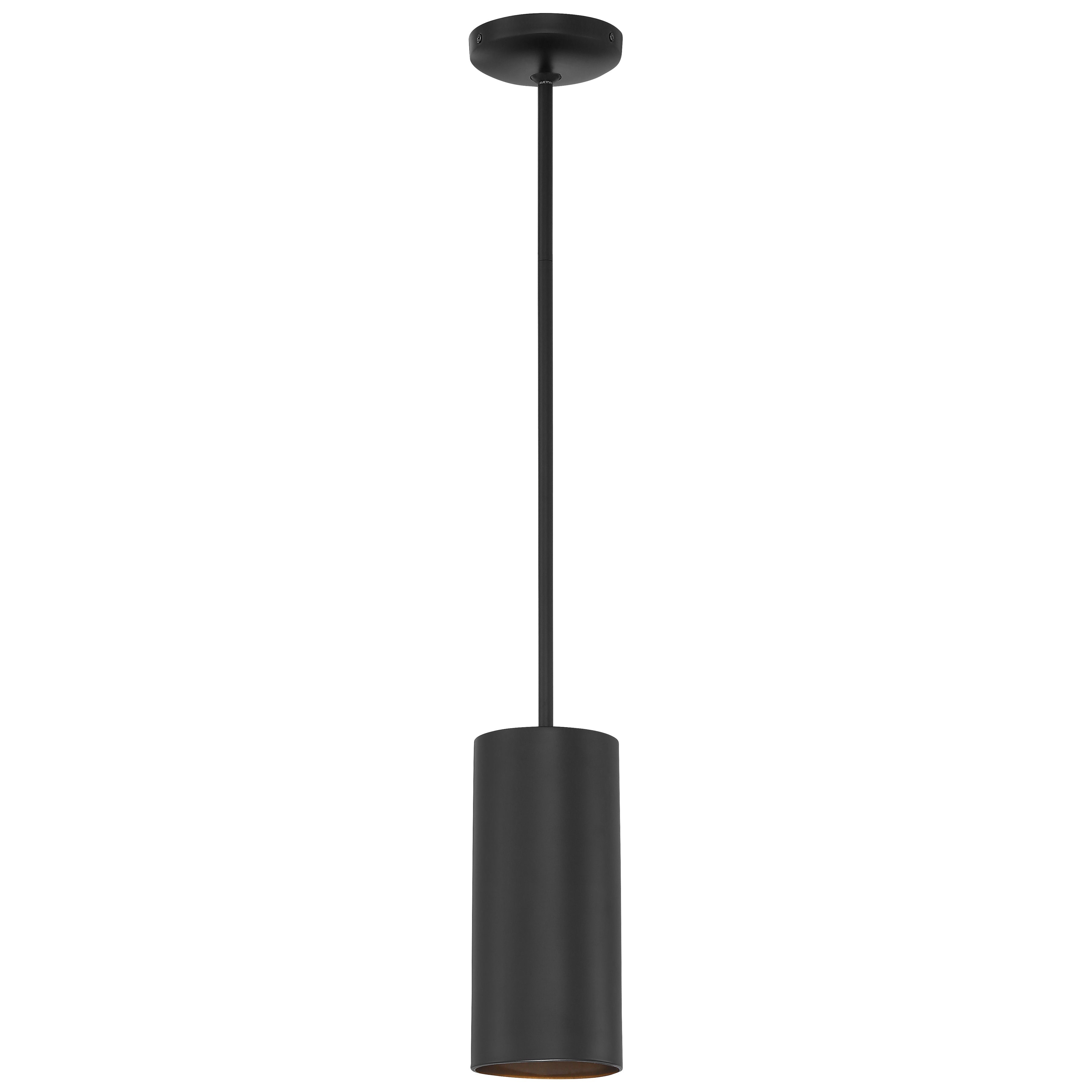 10.5" LED Cylinder Pendant Light, 800 Lumens, 10W, 3000K, 120V, Matte Black, Pilson Collection