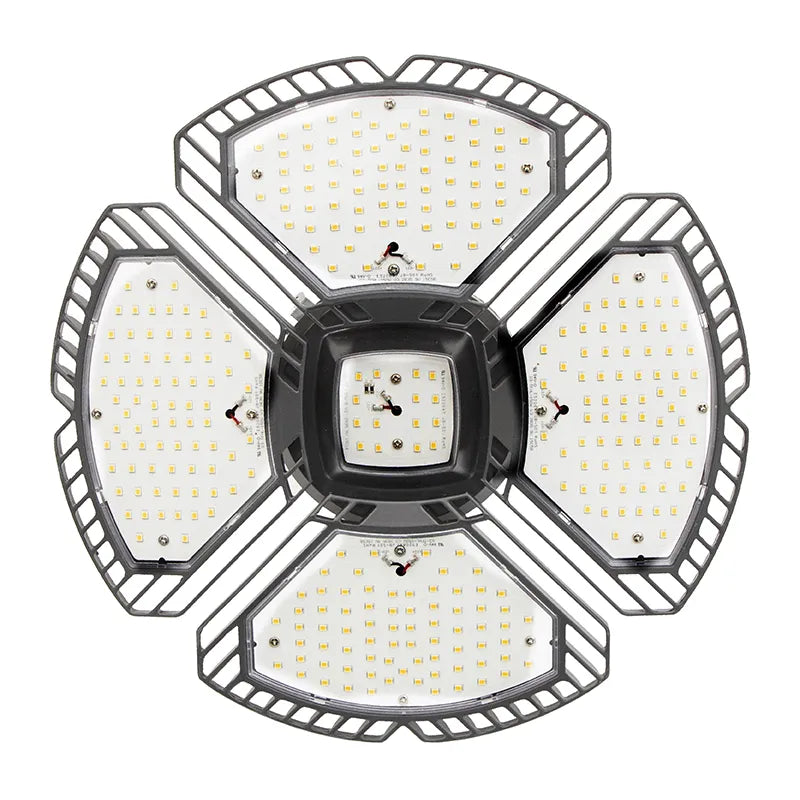 High-Performance LED UFO High Bay Light, 150W, 18,000 Lumens, 5000K, Adjustable Panels, 120-277V, Black Finish