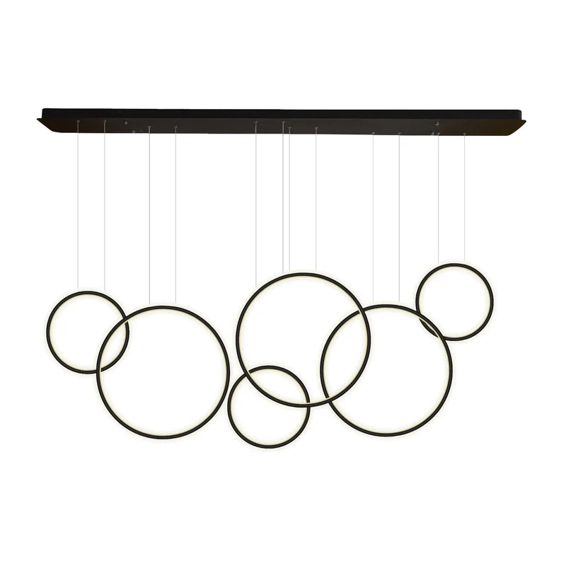 Modern Chandelier LED Light Linear Suspension 6 Ring
