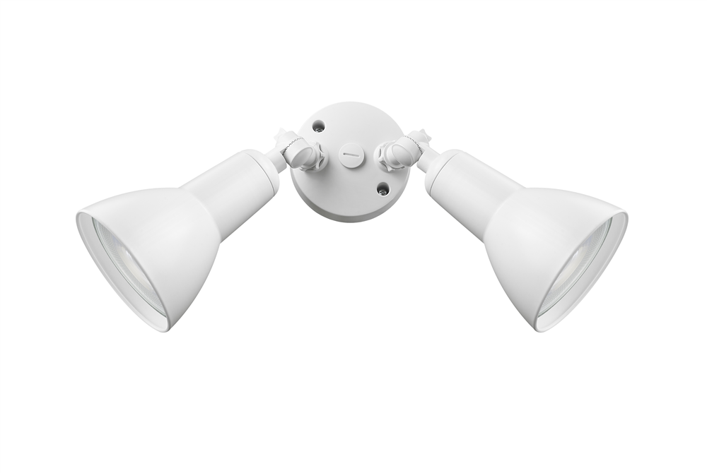 Security Flood Light, Shaded Twin Adjustable Heads, 120V, White, Black or Bronze Finish