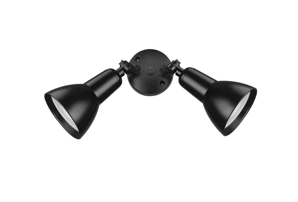 Security Flood Light, Shaded Twin Adjustable Heads, 120V, White, Black or Bronze Finish