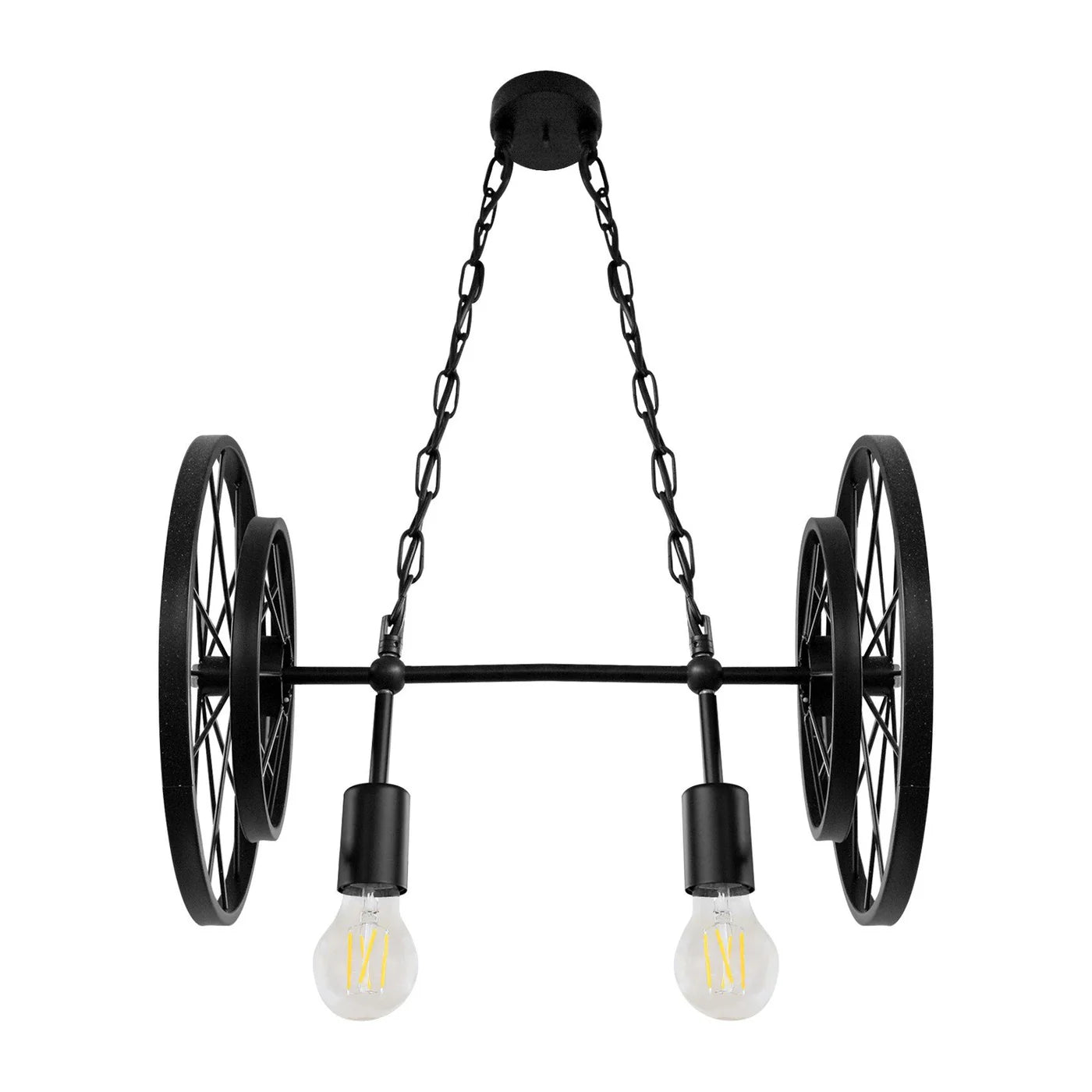 Pendant Light Industrial Rustic 4 Wheel 2 Light