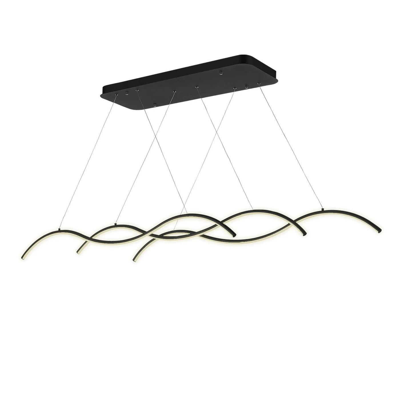 Modern Chandelier Light LED Linear Suspension Wave 3 Head