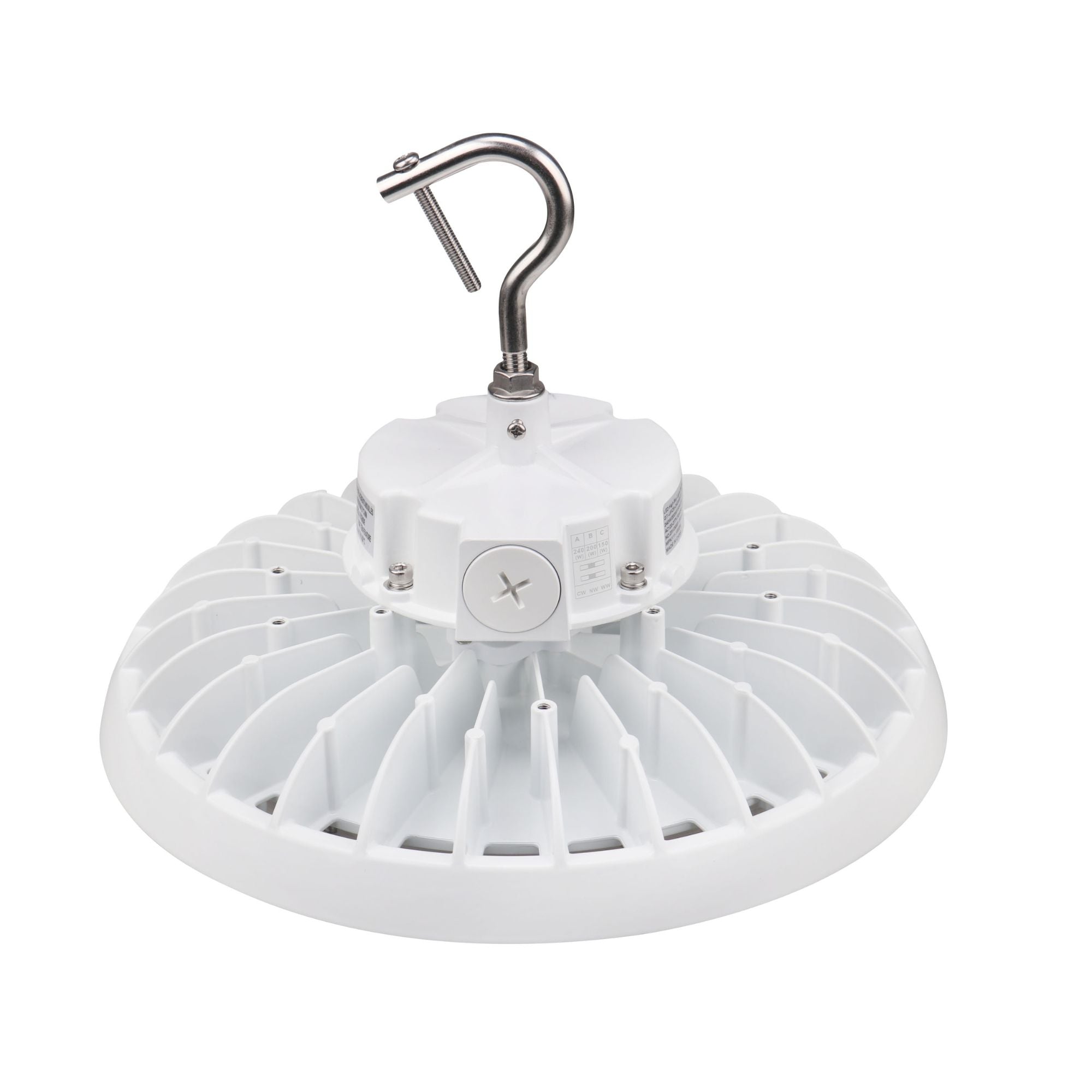 LED High Bay Light – 22,000 Lumens, Wattage Tunable (150W/120W/100W), CCT Selectable (5000K/4000K/3500K), UFO5 Series, Hook Mount, UL & DLC 5.1