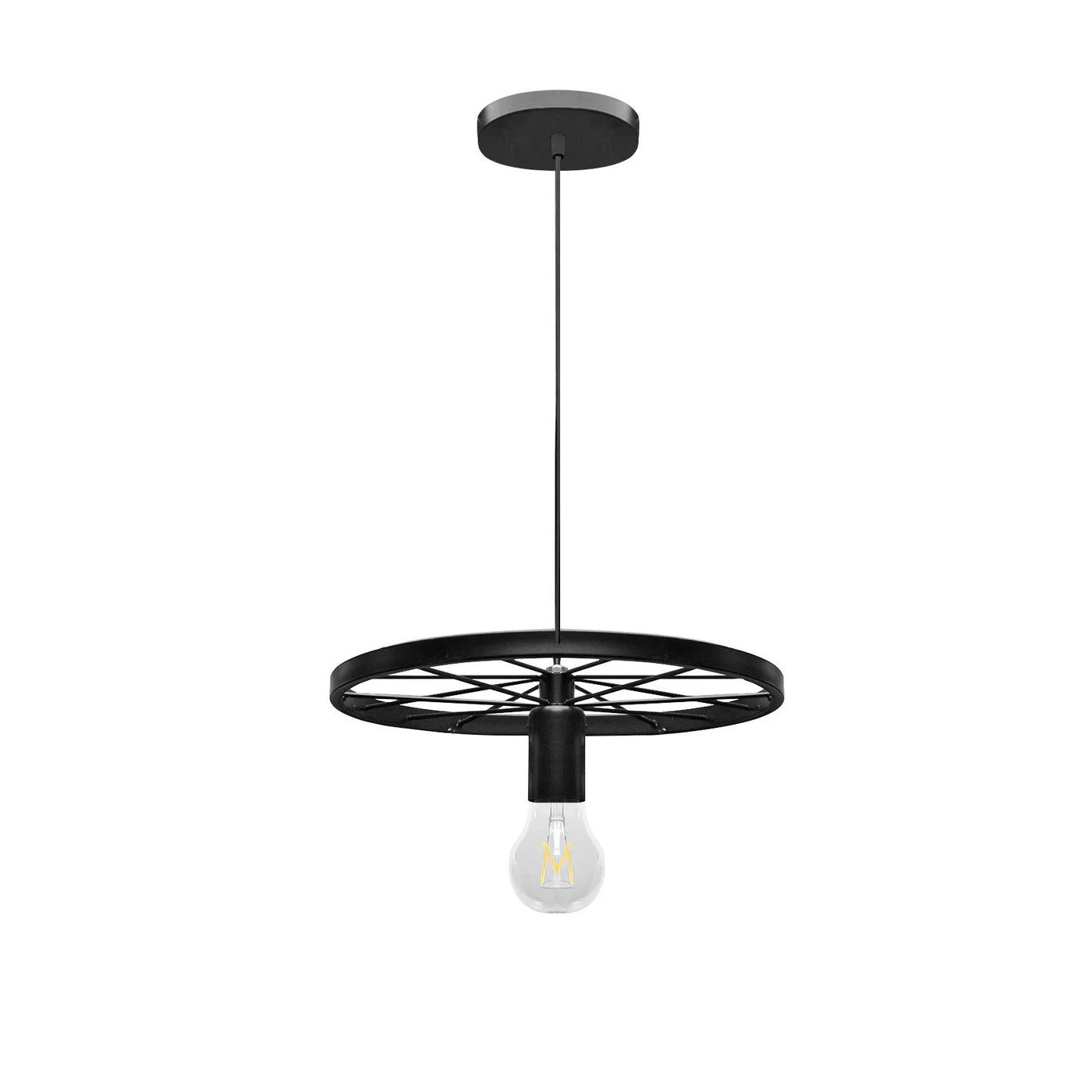 Pendant Light Industrial Rustic Single Wheel Metal