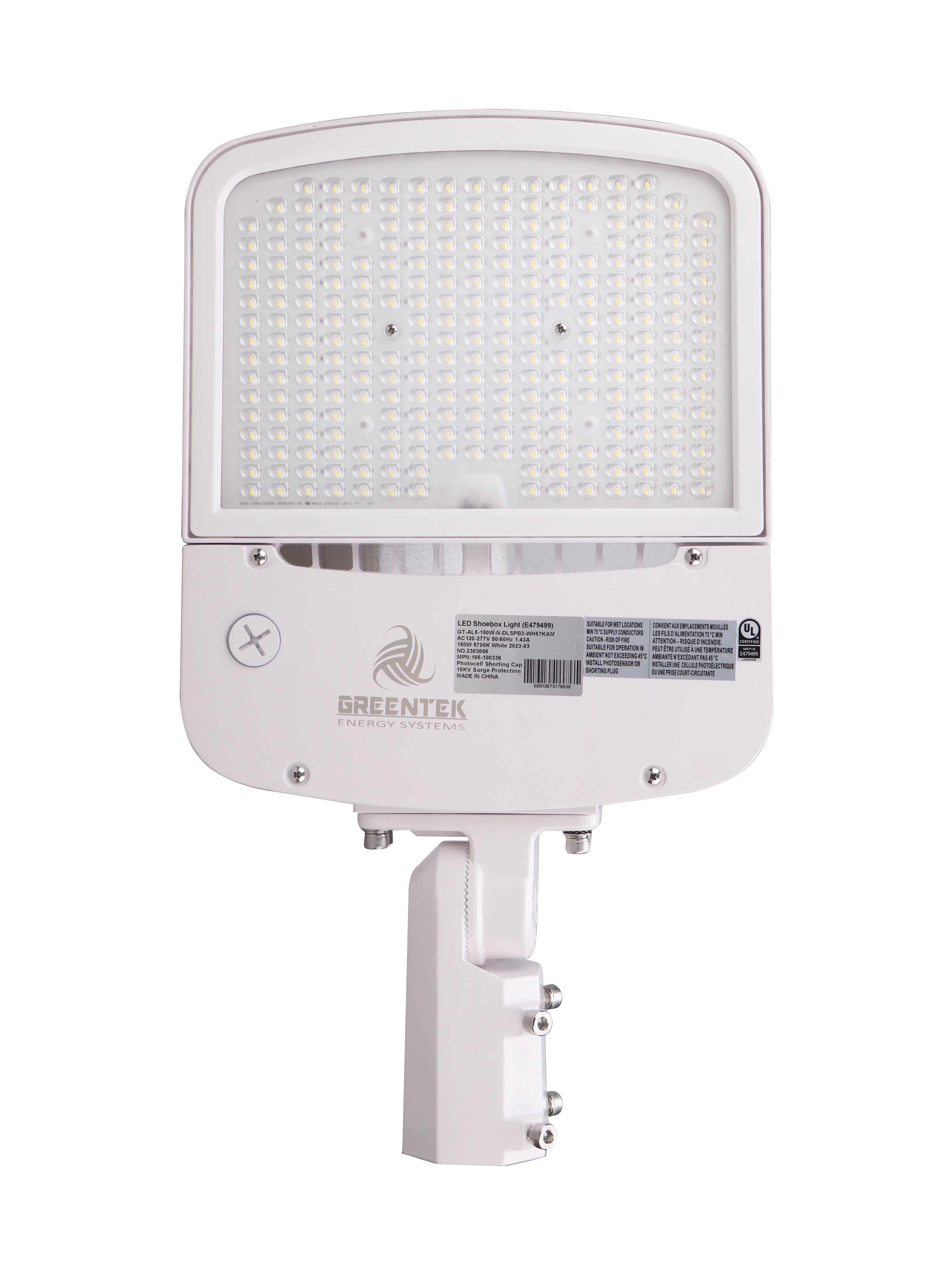 LED Street Light - 150W - 22,200 Lumens - Shorting Cap - Slip Fitter Mount - AL5 Series - White - UL+DLC 5.1
