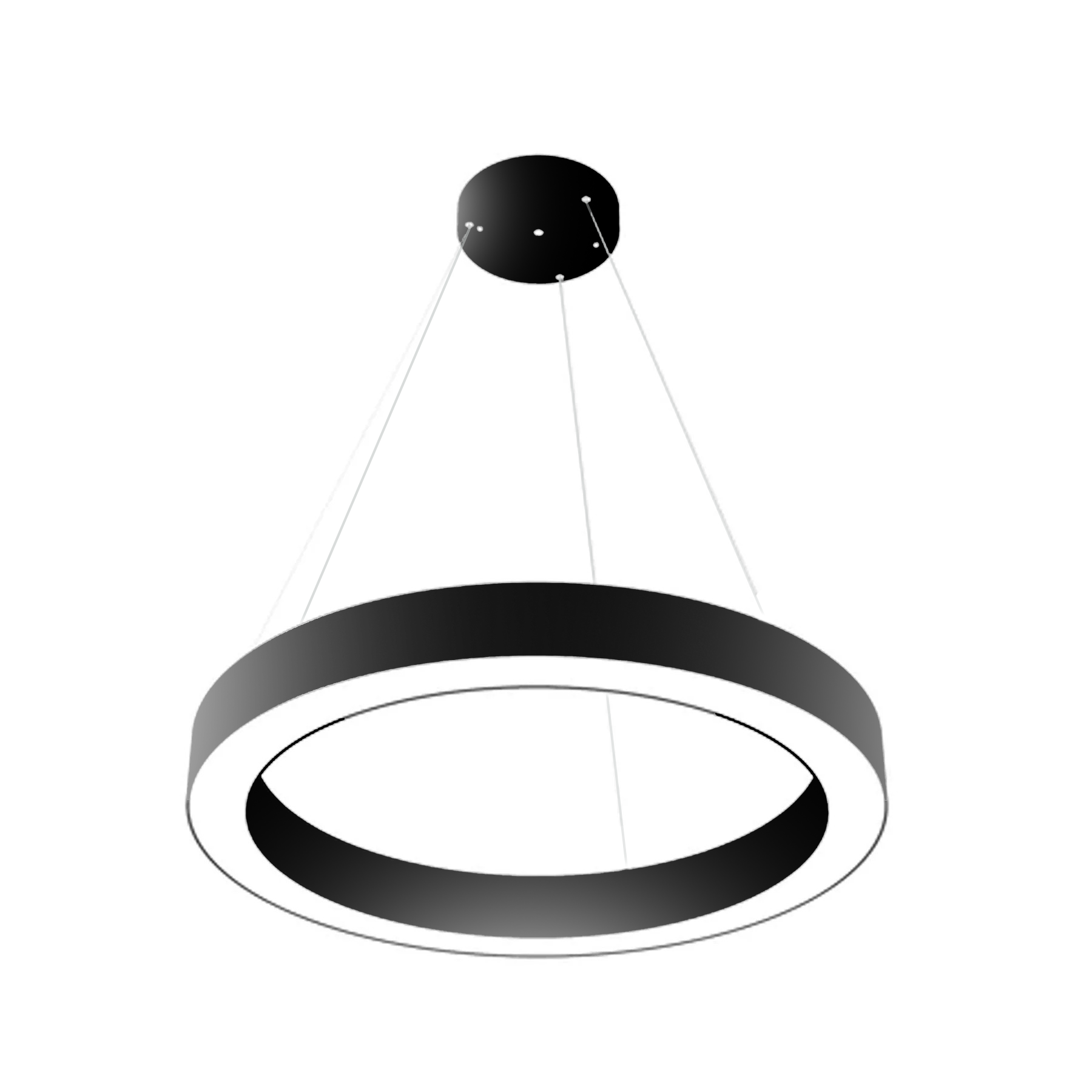 24" LED Round Suspended Fixture, 4000 Lumen Max, Wattage and CCT Selectable, 120-277V, White or Black Finish