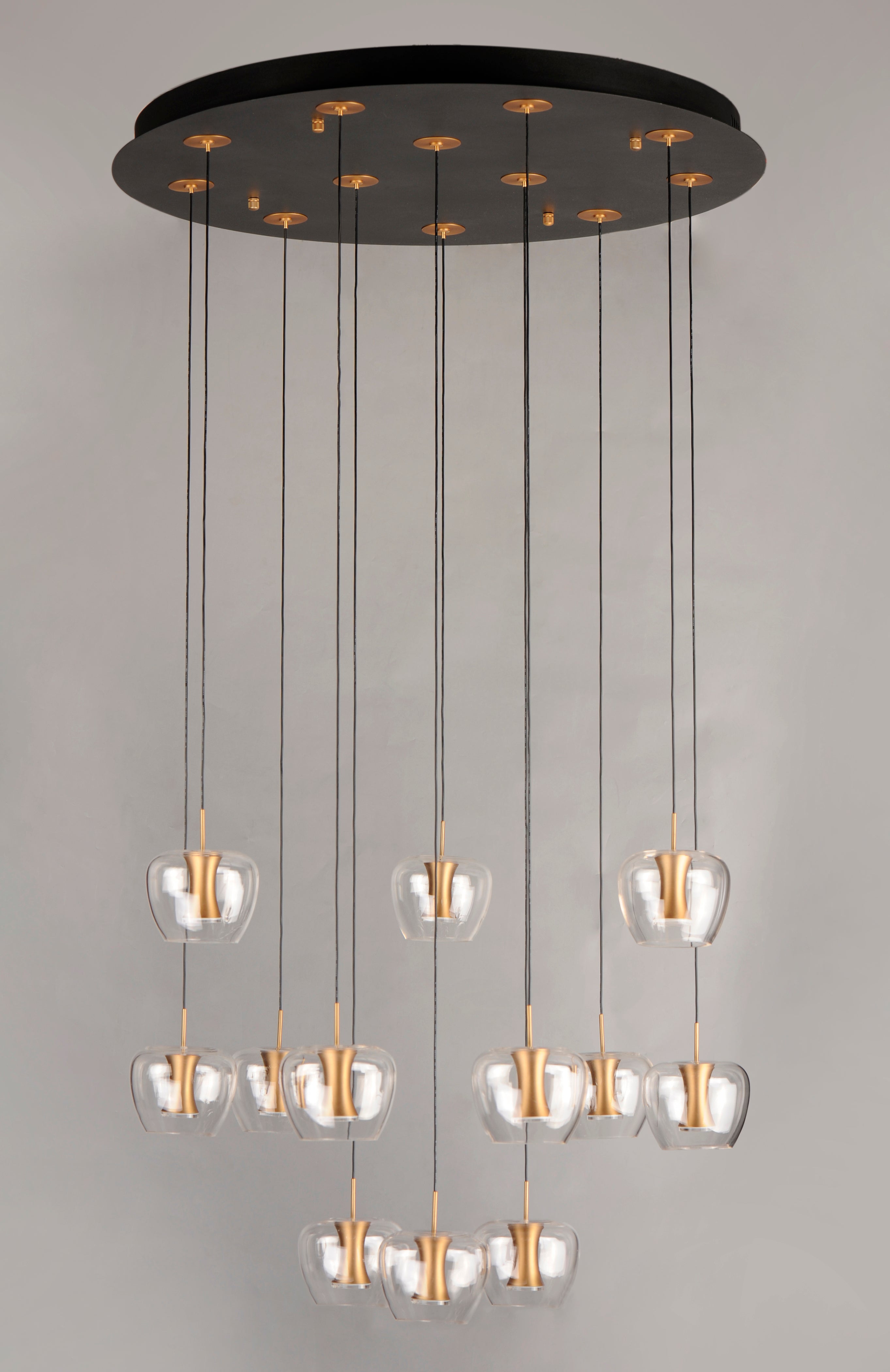 Newton 12-Light LED Pendant, 4,200 Lumens, 30W, 3000K CCT, 120V, Black/Gold Finish