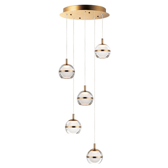 Swank 5-Light Pendant, 2,400 Lumens, 30W, 3000K CCT, 120V, Polished Chrome or Natural Aged Brass Finish