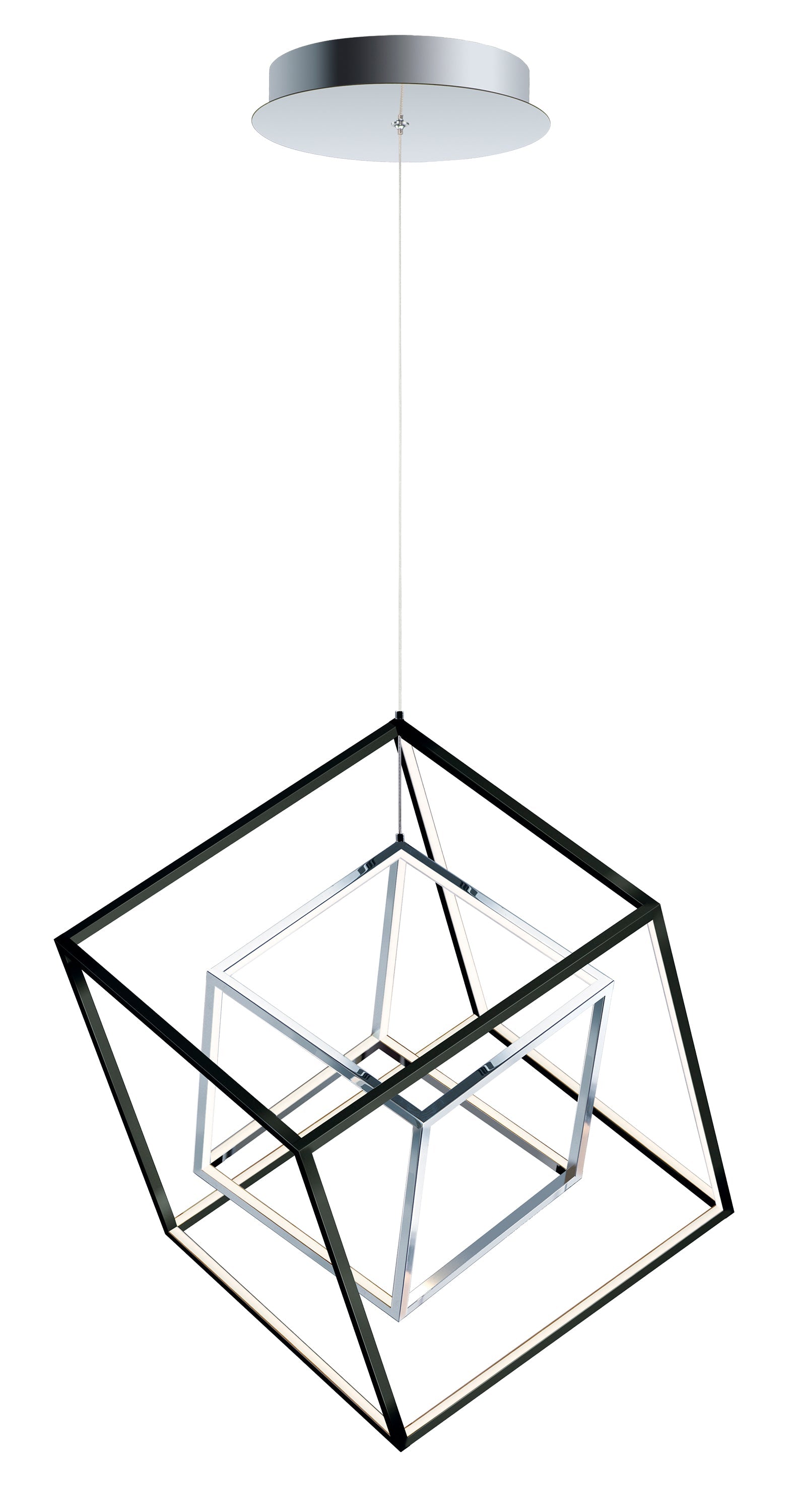 4 Square 2-Light LED Pendant E30584-BKPC Mini Chandelier