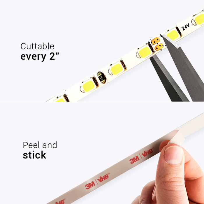 mirror and shelving lighting using led strip lights