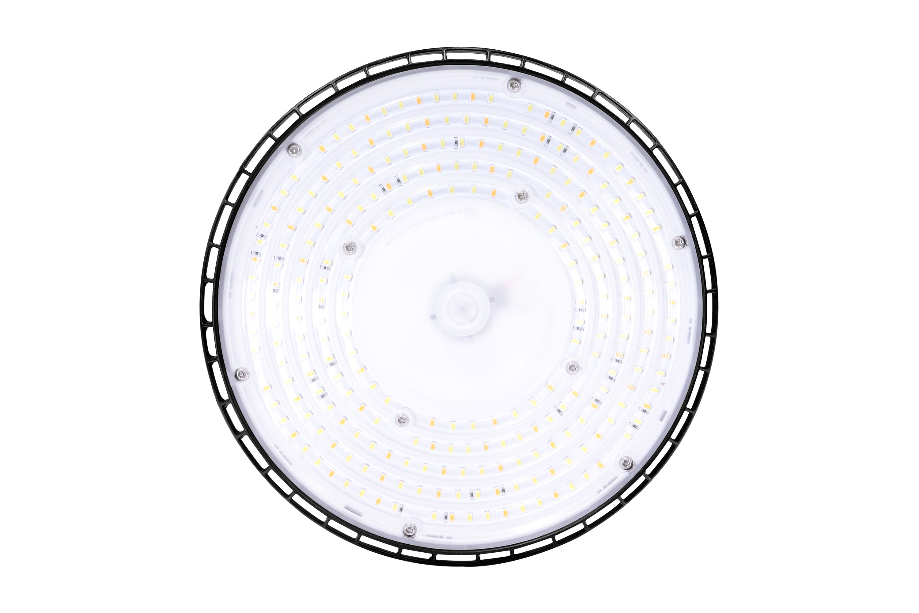LED UFO High Bay Light - 100W, 14,000 Lumens, CCT Selectable (3000K/4000K/5000K), 120-277V, Dimmable, IP65, Black Finish
