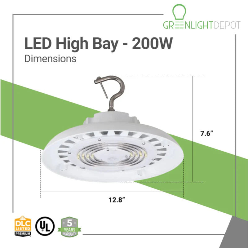 200W LED High Bay UFO Light – 28,200 Lumens – Energy-Efficient Commercial & Industrial Lighting – UL & DLC 5.1 Certified