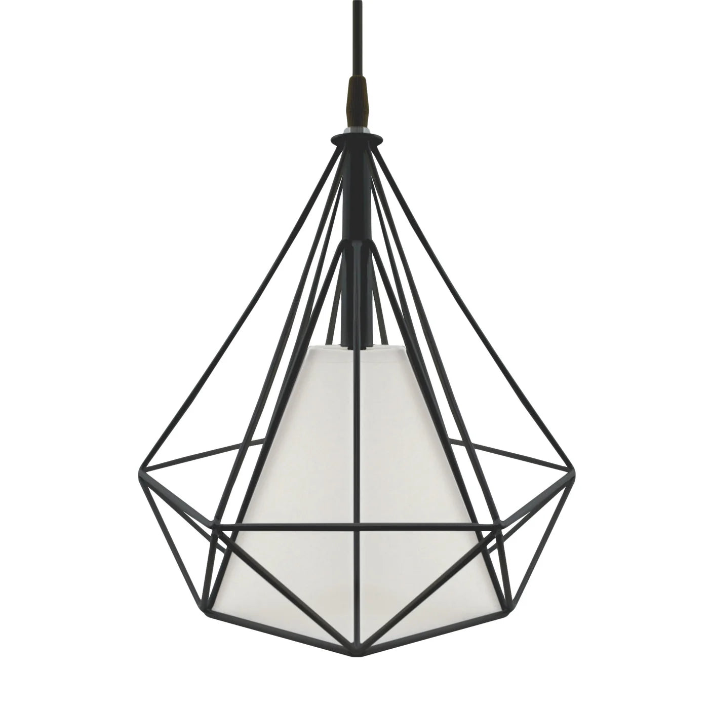 Pendant Light White Geometric Wire Frame With Shade