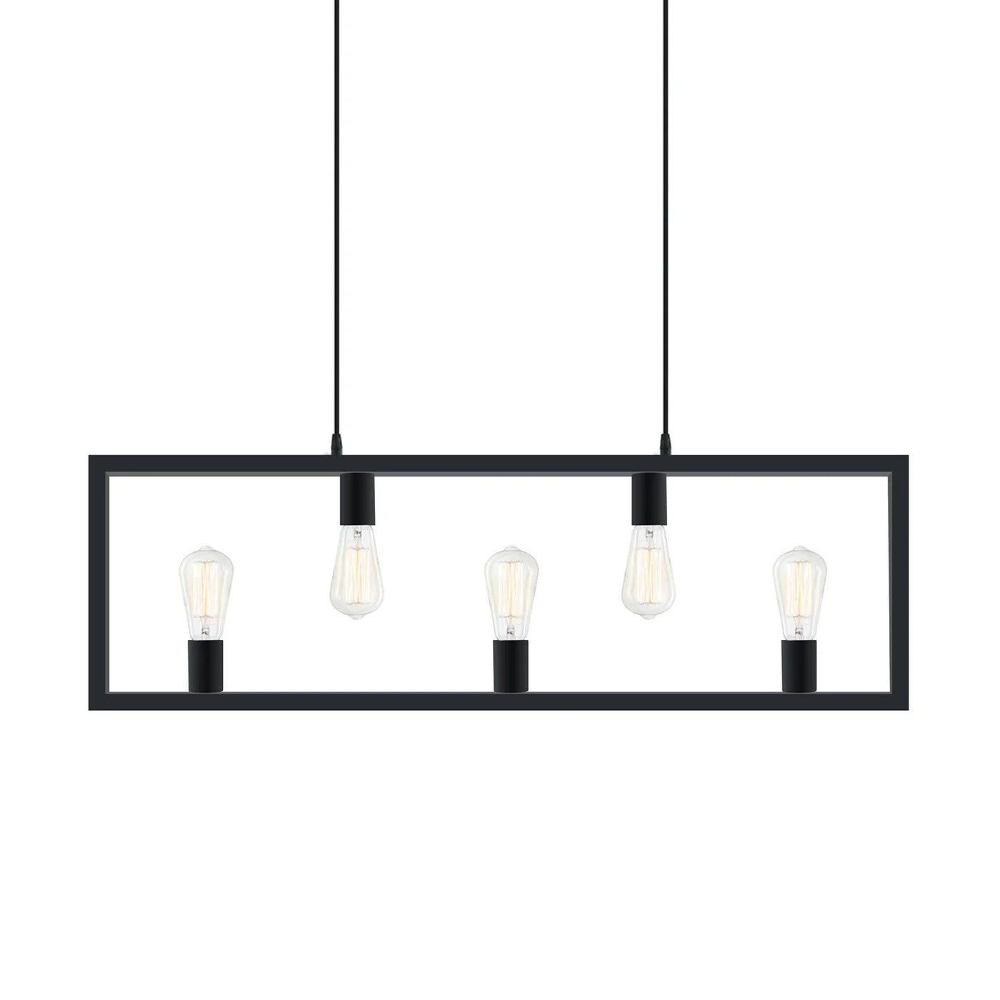 Island Pendant Light Industrial Rectangle 5 Light