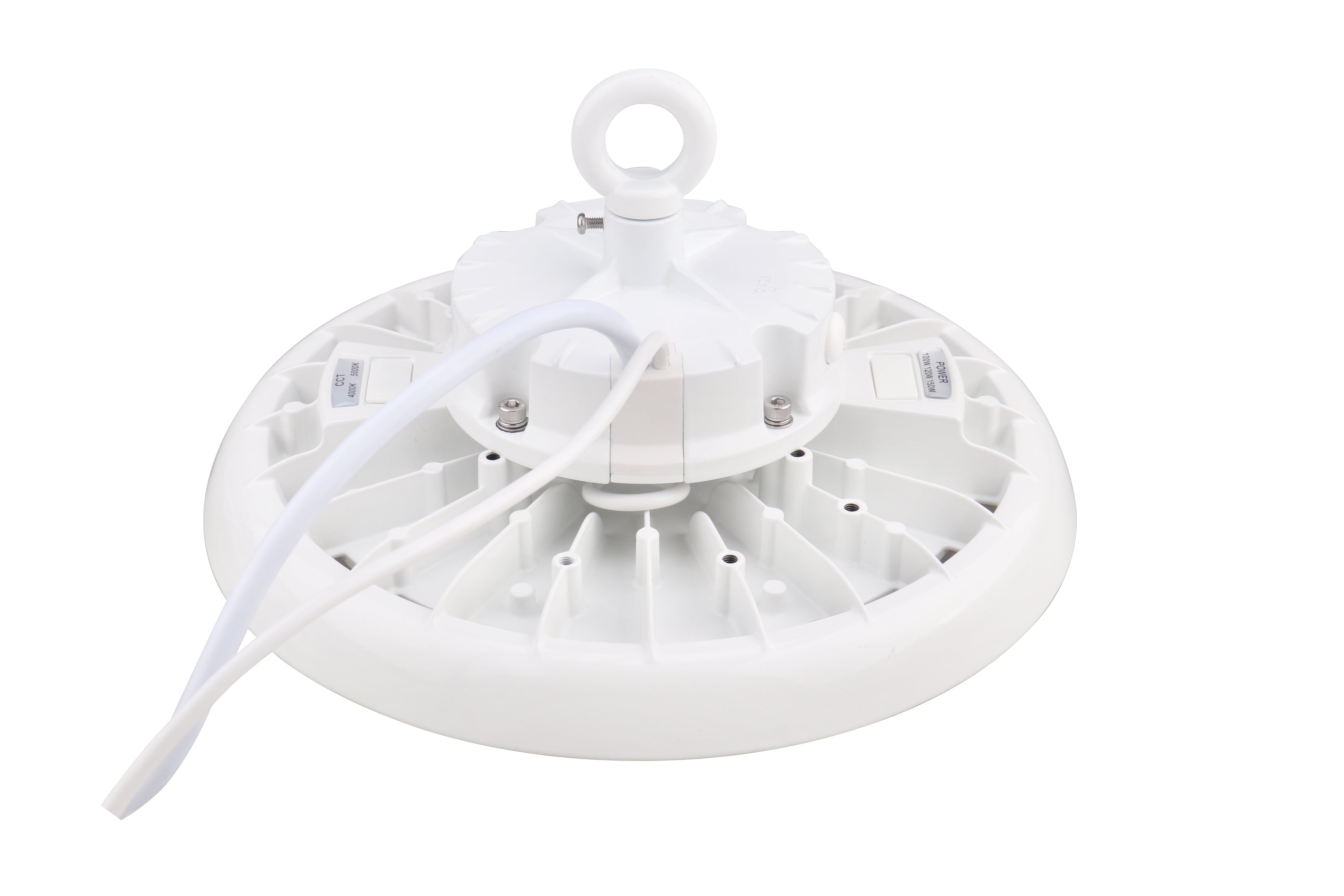 LED UFO High Bay, 100W/120W/150W Selectable, 21,112 Lumens, CCT 4000K/5000K, 120-277V, White Finish