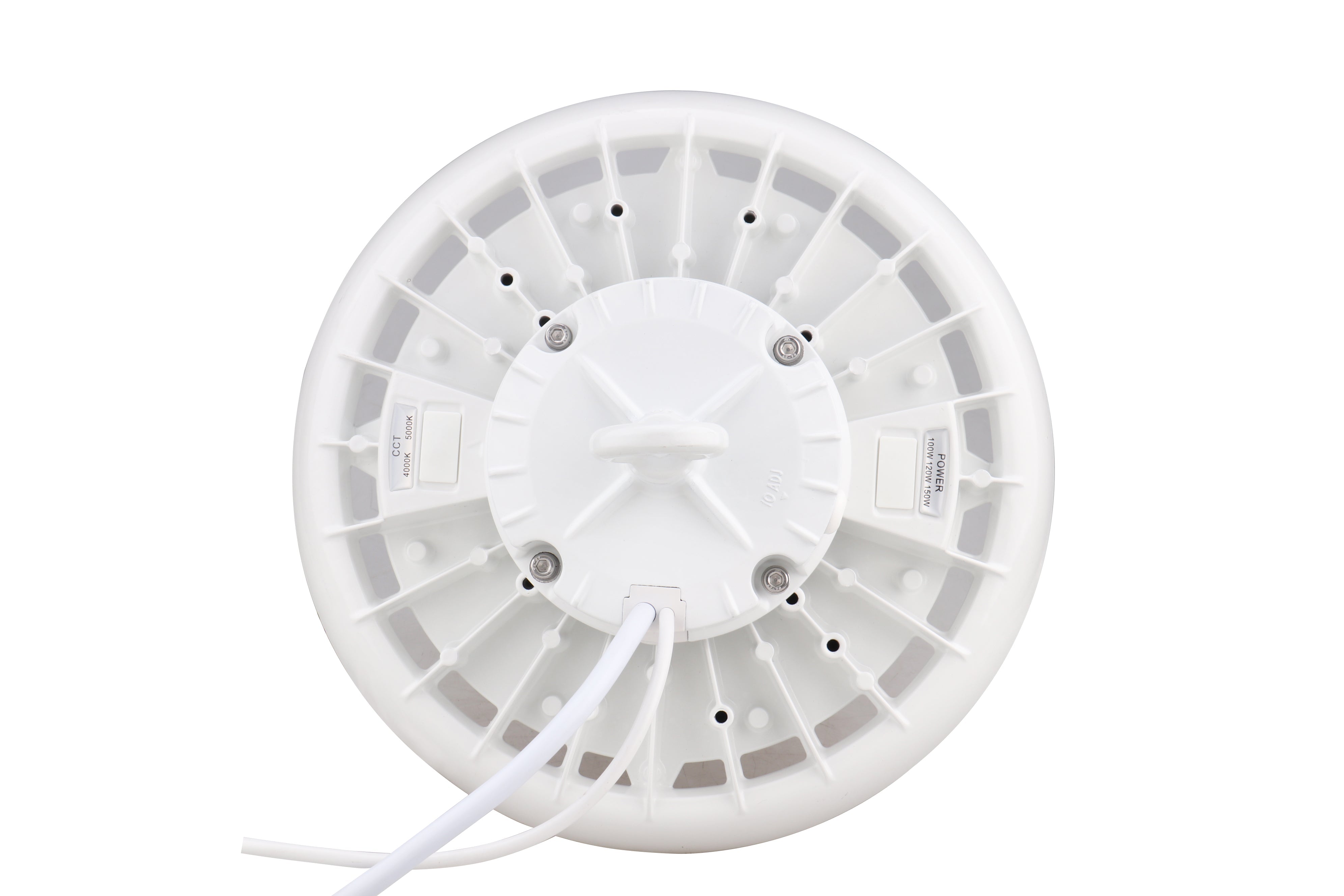 LED UFO High Bay, 100W/120W/150W Selectable, 21,112 Lumens, CCT 4000K/5000K, 120-277V, White Finish