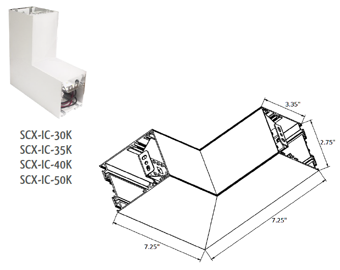 Inside Corner Module Connector for Westgate SCX Fixtures