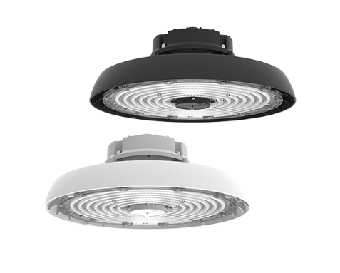 102W Round LED High Bay Light – 14,000 Lumens, CCT Selectable, 120-277V, White/Black Finish