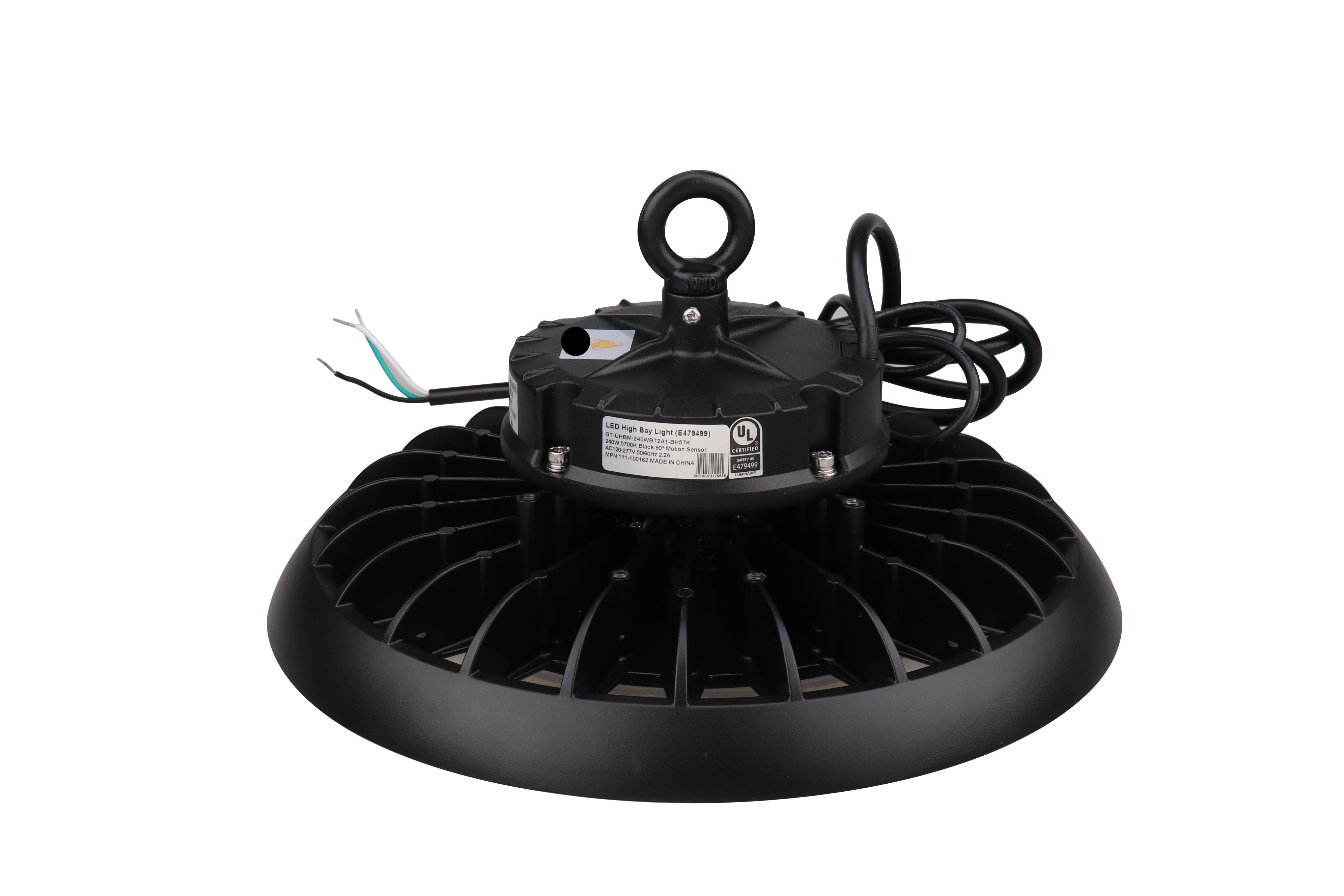240W LED High Bay Light – 39,120 Lumens, Motion Sensor, 5000K/4000K, IP65 Waterproof, Dimmable, Hook Mount, UL & DLC 5.1 Certified