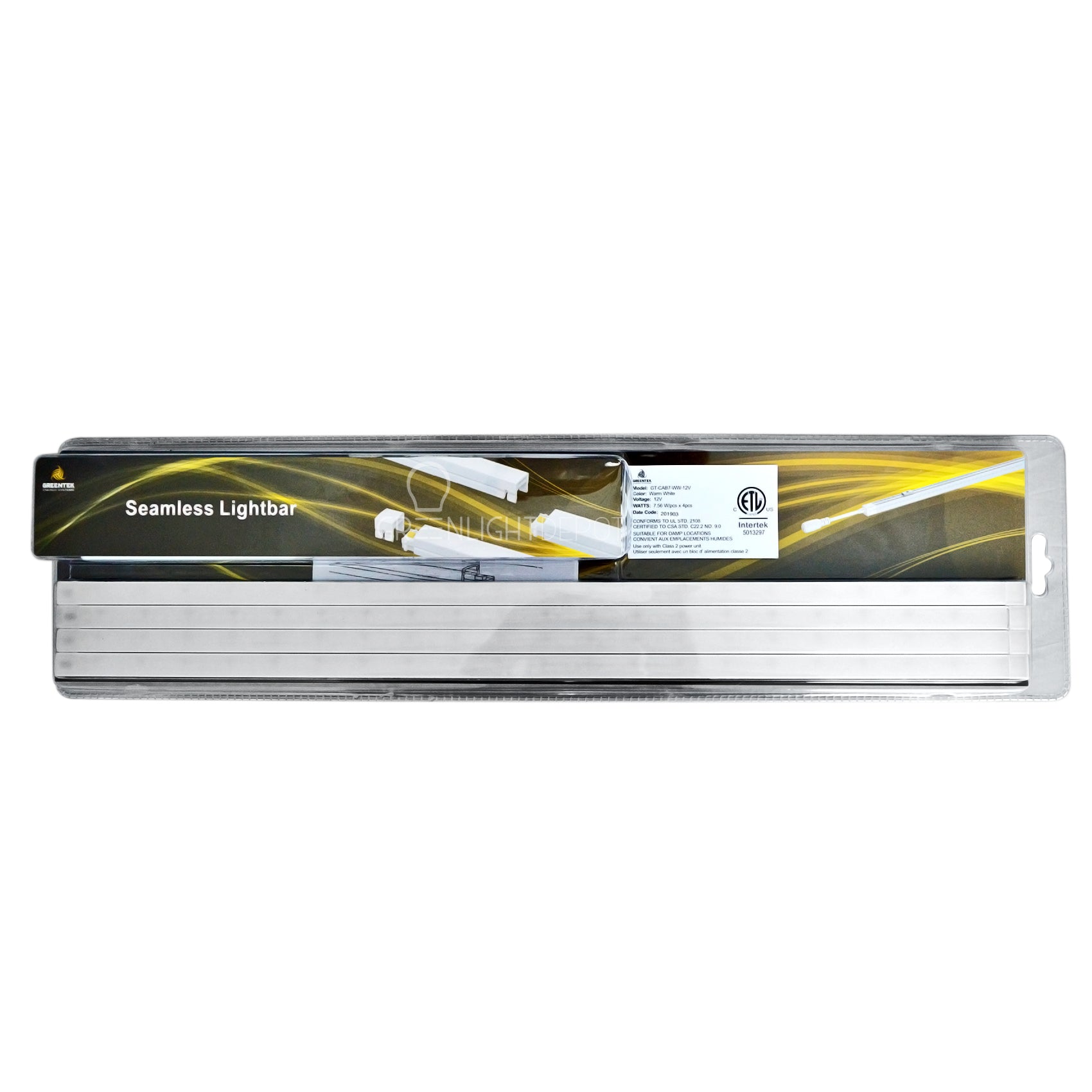 LED Under Cabinet Light - 4 Seamless Light Bar + Power Supply