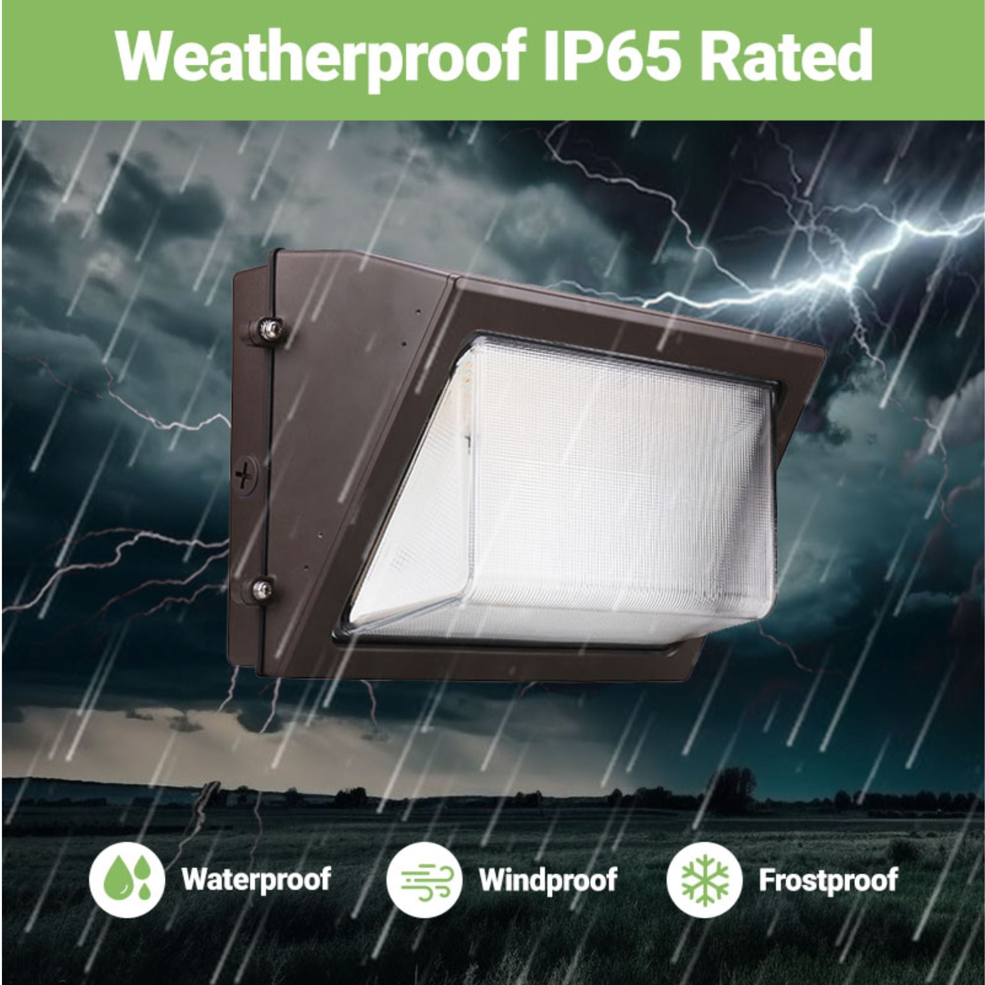 LED Wall Pack Light - 120W - 17,200 Lumens - Photocell Included - SWP5 - Glass Lens - Forward Throw - DLC 5.1 Listed