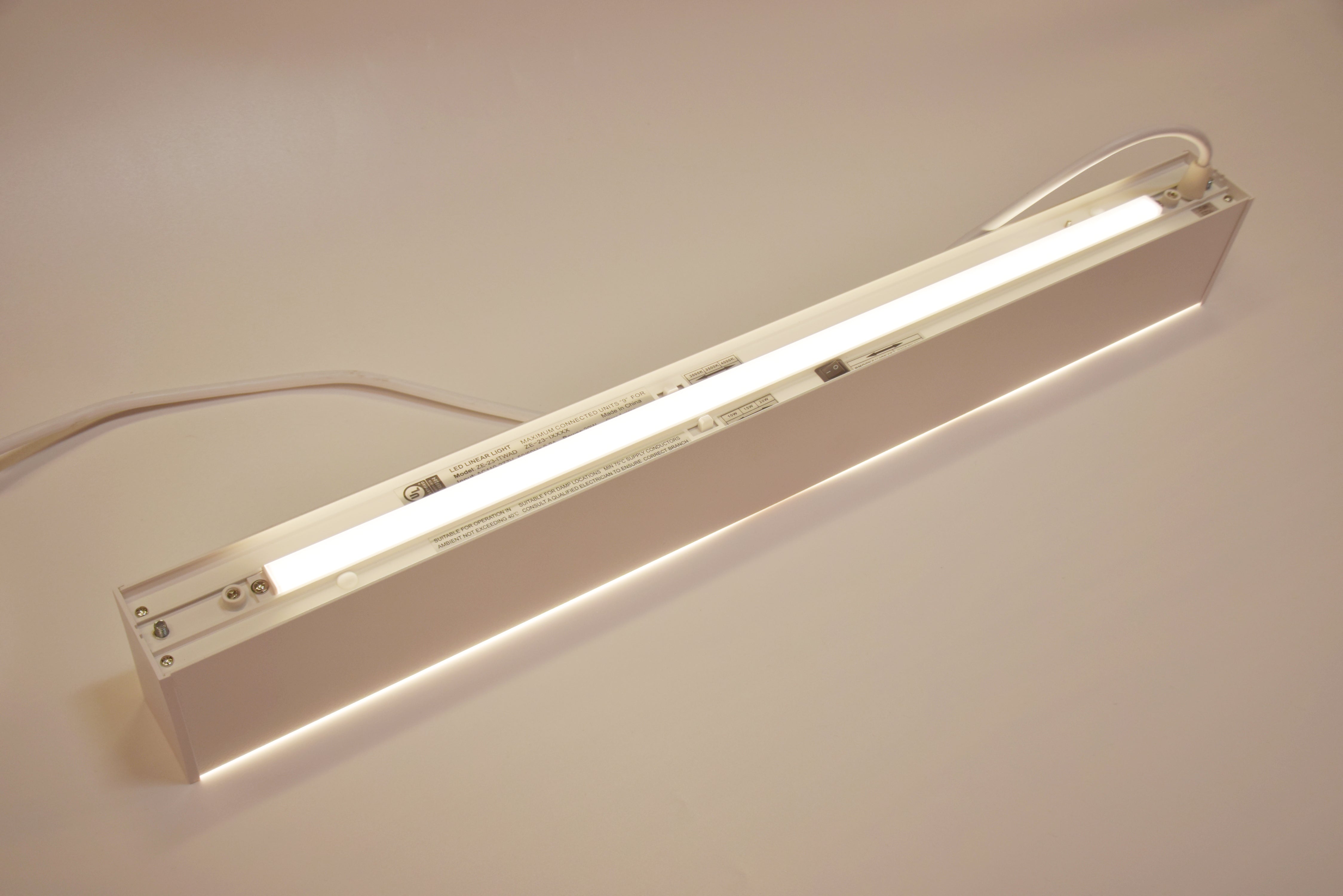 Zeta 1.8" x 4FT LED Linear Fixture, 4000 Lumen Max, Wattage and CCT Selectable, Diffuser, 120-277V