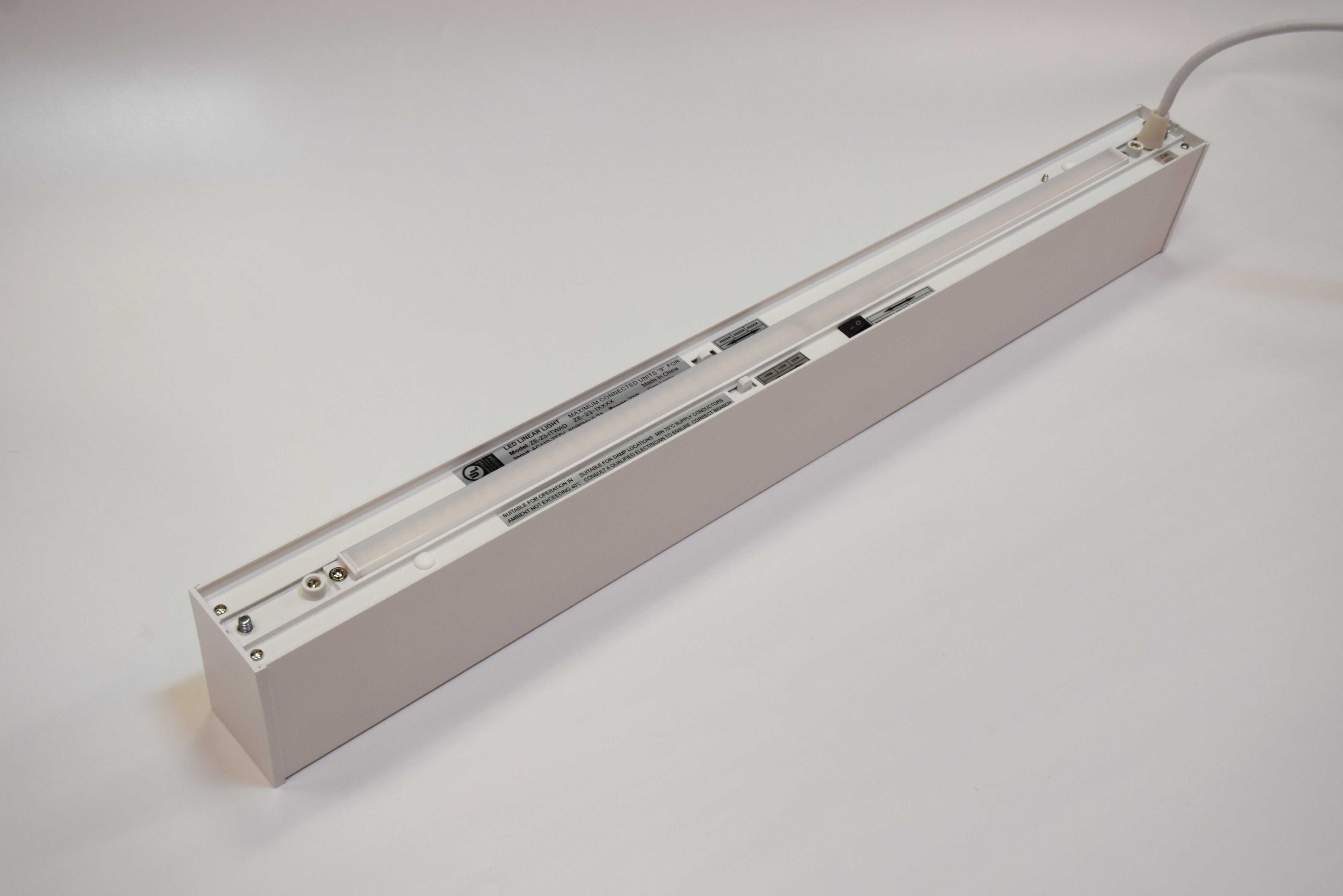 Zeta 1.8" x 8FT LED Linear Fixture, 8000 Lumens, Wattage and CCT Selectable, Diffuser, 120-277V