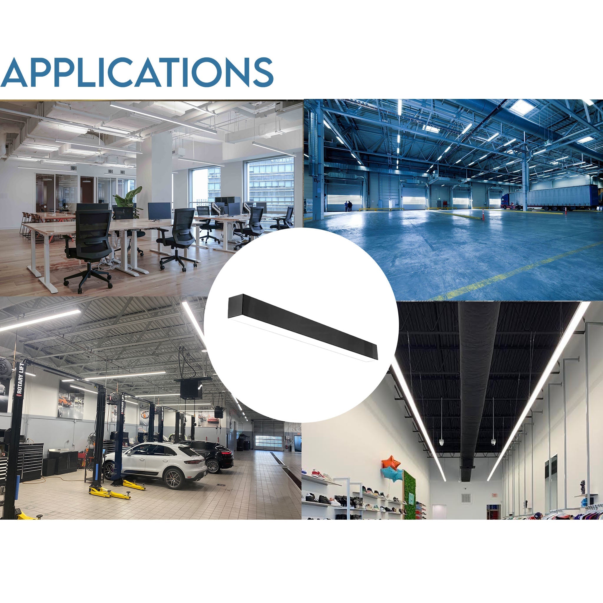 8 FT LED Direct/Indirect Suspended Linear Fixture G2, 13800 Lumens, Wattage and CCT Selectable, 120-277V, Black, White or Silver Finish