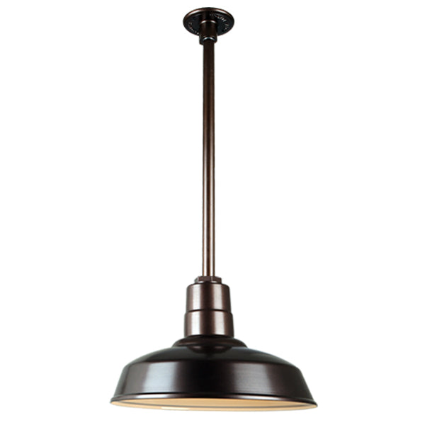 Quick Ship Hi-Lite 16" Warehouse Collection Stem Mount Pendant, H-QSN15116 Series (Black, White, Galvanized Finishes)
