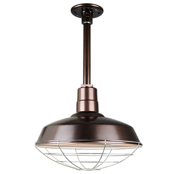 Quick Ship Hi-Lite 16" Warehouse Collection Stem Mount Pendant, H-QSN15116 Series (Black, White, Galvanized Finishes)