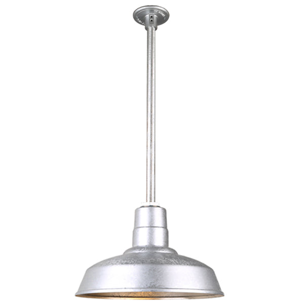 Quick Ship Hi-Lite 16" Warehouse Collection Stem Mount Pendant, H-QSN15116 Series (Black, White, Galvanized Finishes)