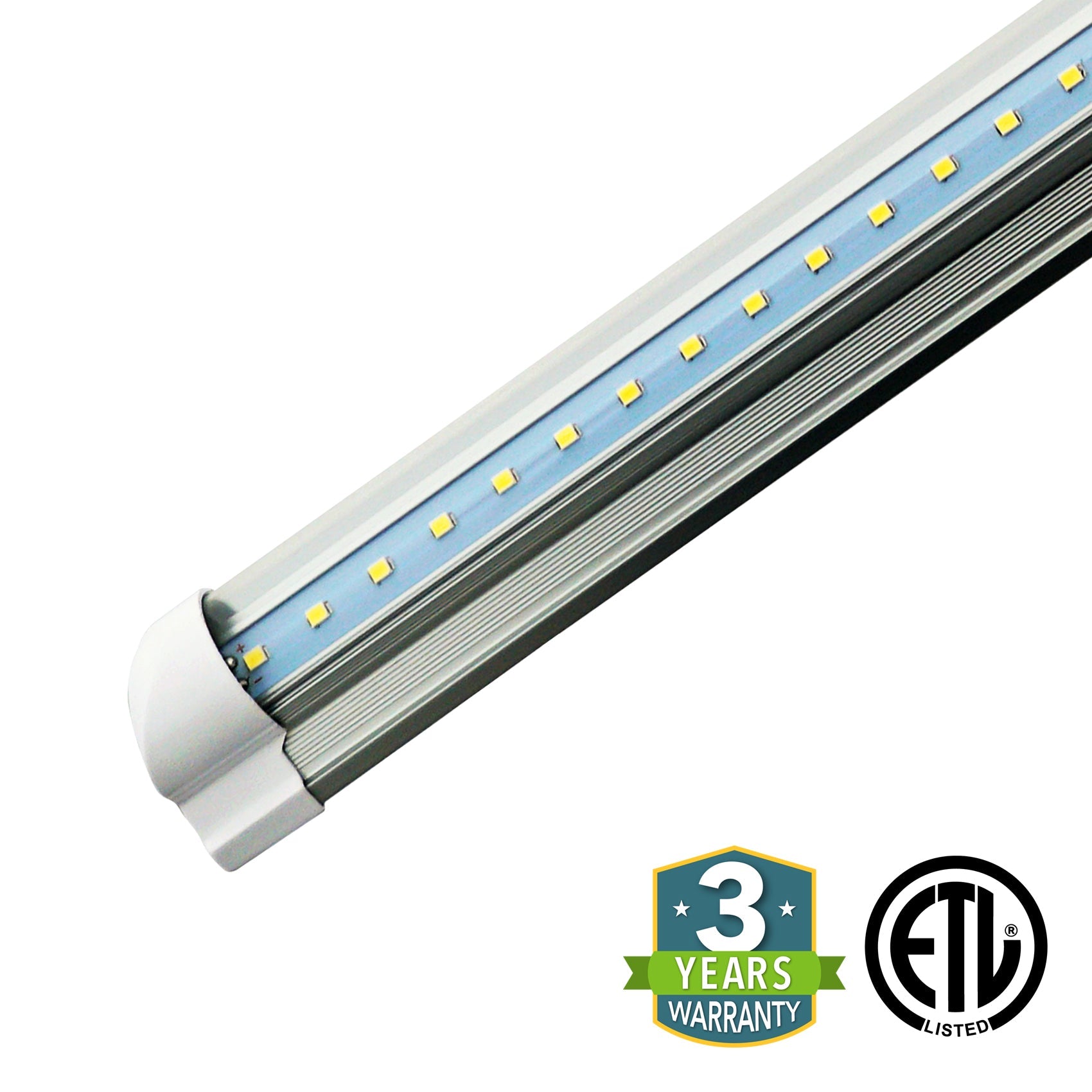 60W 8ft V-Shaped T8 Integrated LED Tube - Clear