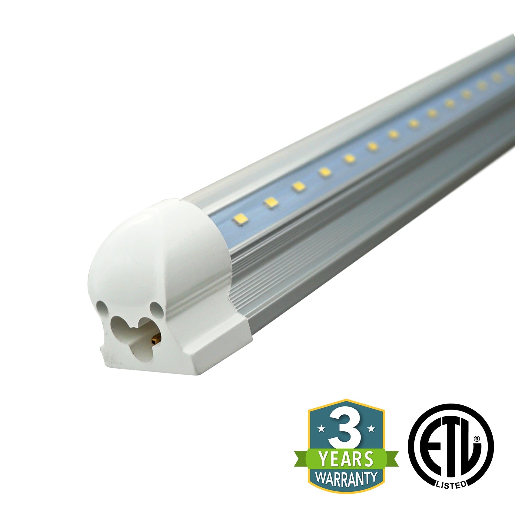 60W 8ft V-Shaped T8 Integrated LED Tube - Clear