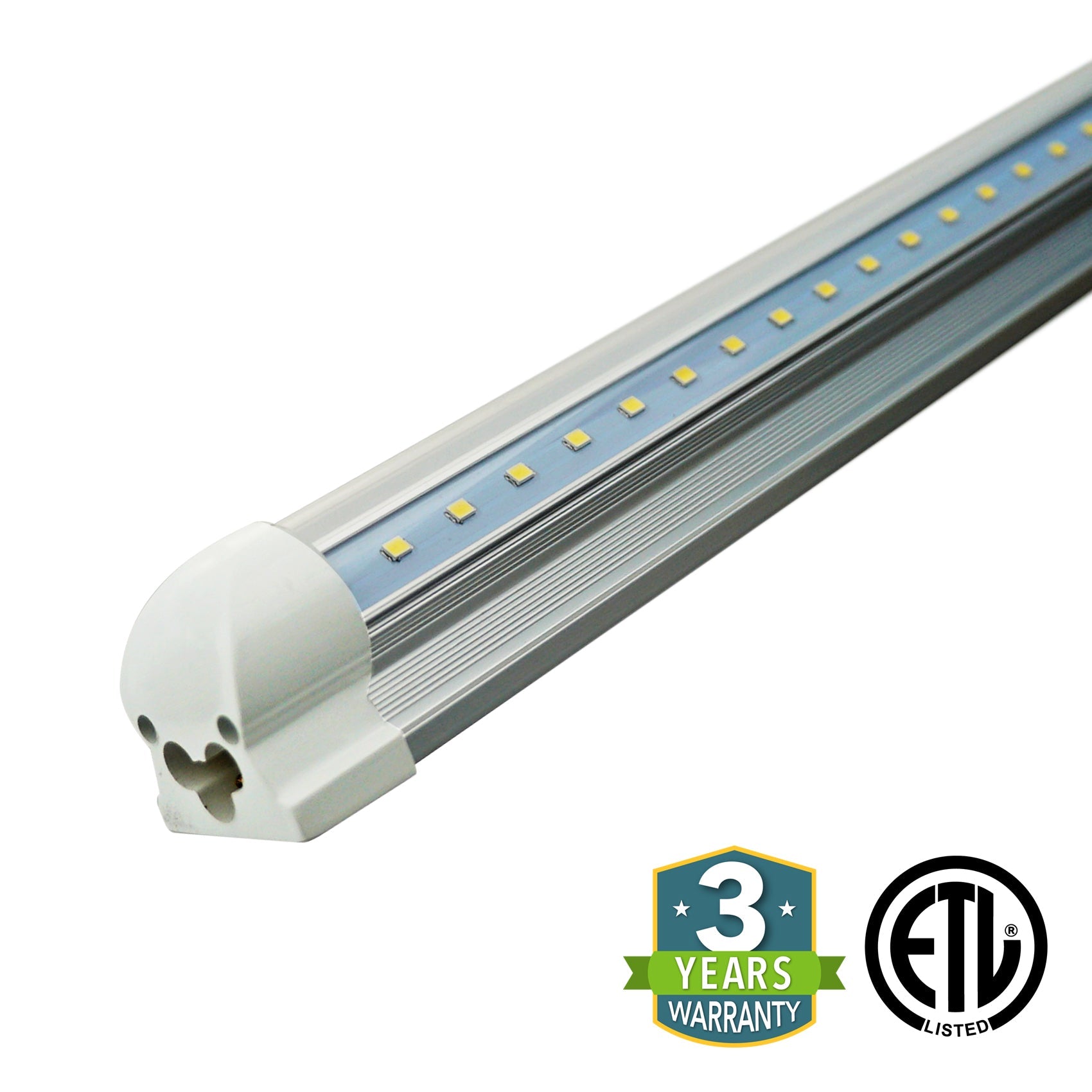 60W 8ft V-Shaped T8 Integrated LED Tube - Clear