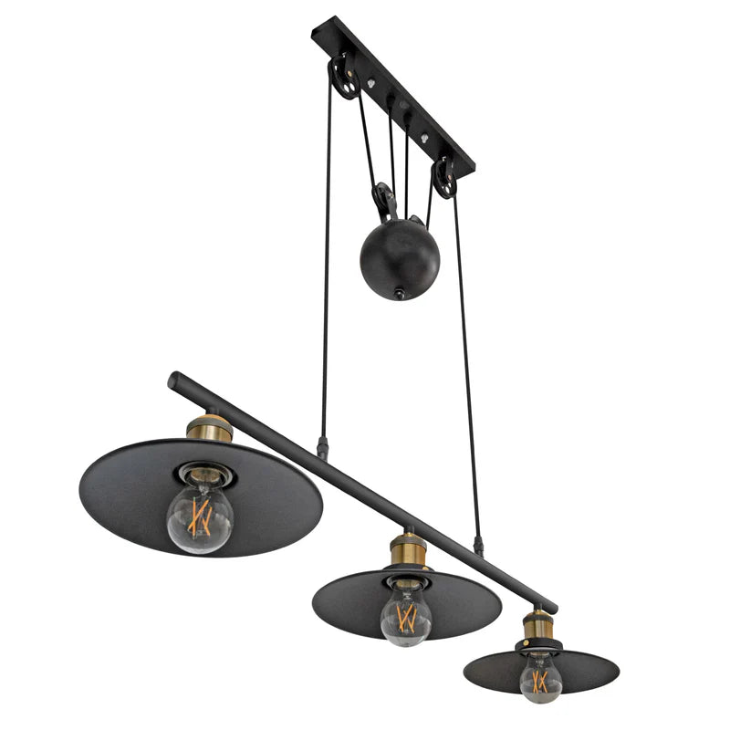 Island Pendant Light Industrial Rustic Suspension Iron 3 Light