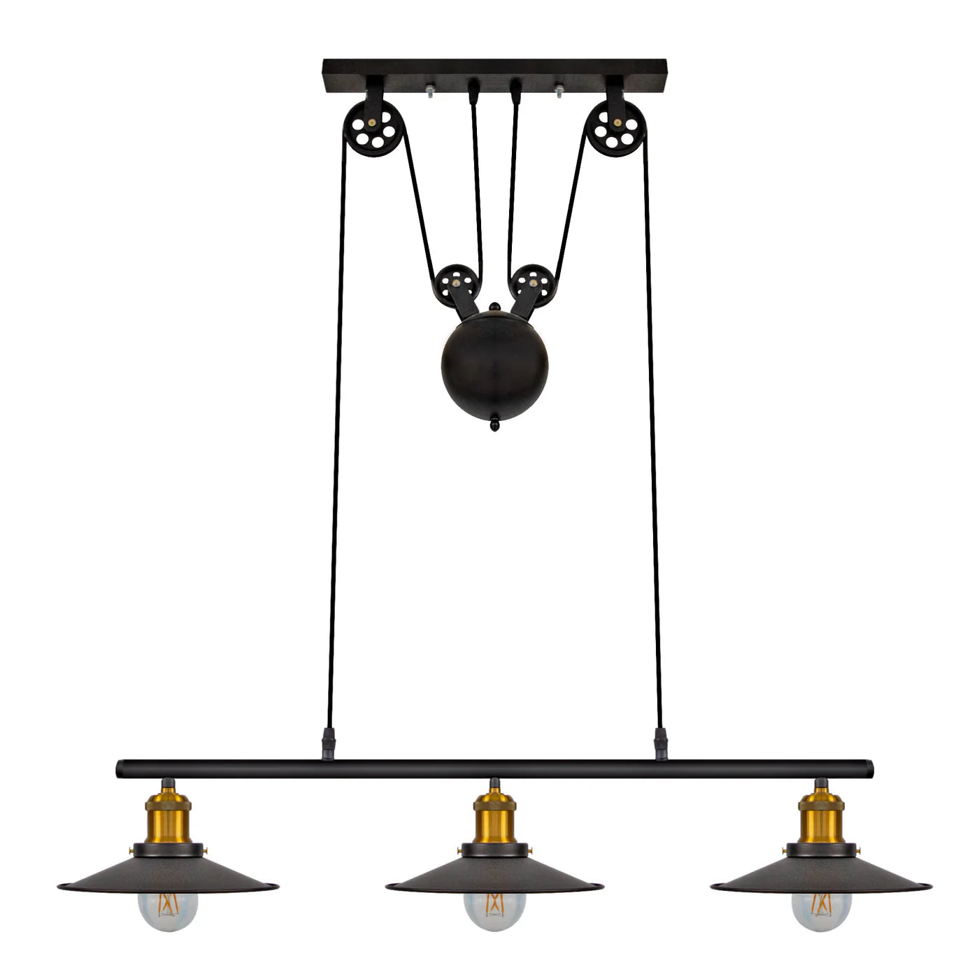 Island Pendant Light Industrial Rustic Suspension Iron 3 Light