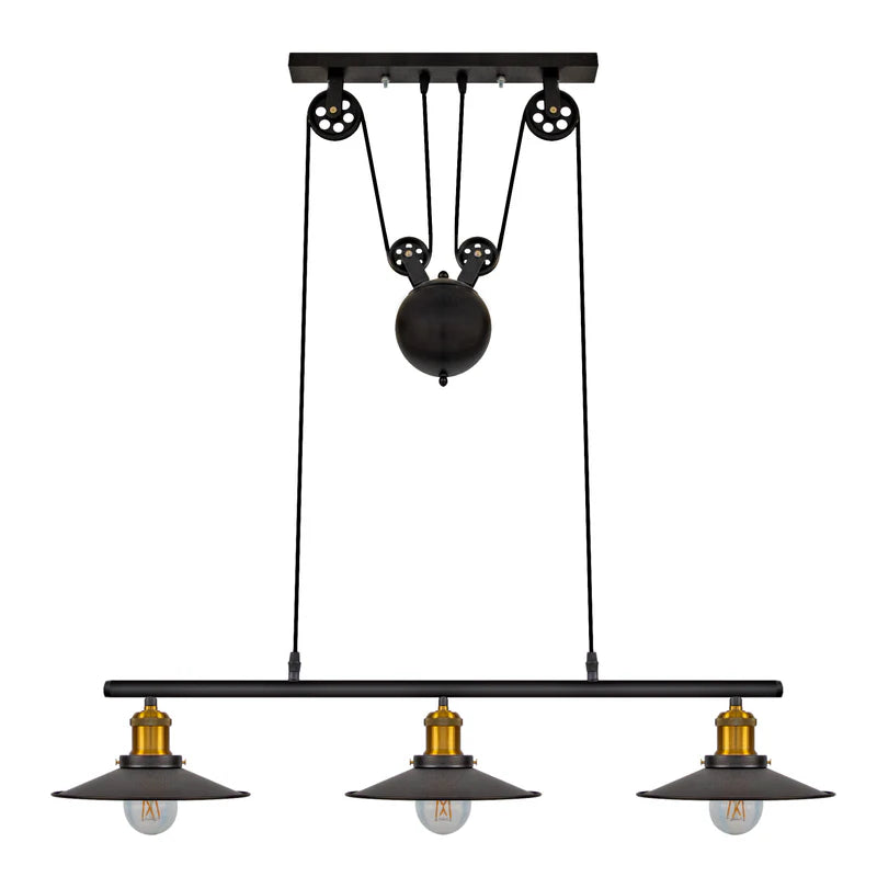 Island Pendant Light Industrial Rustic Suspension Iron 3 Light