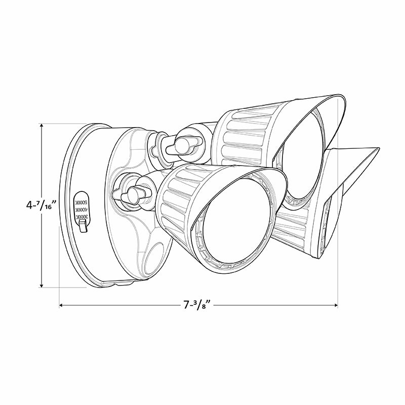 3 Head LED Dimmable Security Light, 2800 Lumens, 30 Watt, 120V, CCT Selectable, Bronze or White Finish