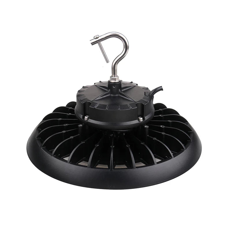 150W UFO LED High Bay Light – 21,200 Lumens, Hook Mount, Black | UL & DLC 5.1 Certified