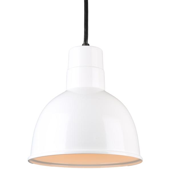 Quick Ship Hi-Lite 10" Deep Bowl Collection Cord Hung Pendant, H-QSN16110 Series (Black, White, Galvanized Finishes)