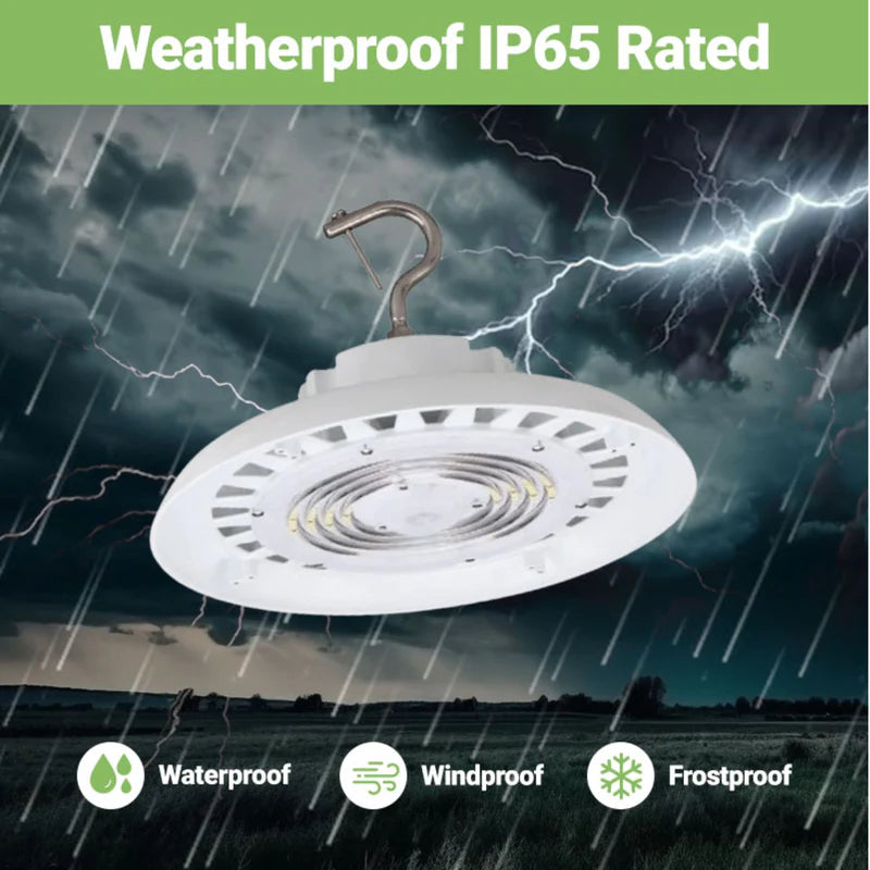 100W LED UFO High Bay Light - 14,100 Lumens, Hook Mount, UL & DLC 5.1 Certified