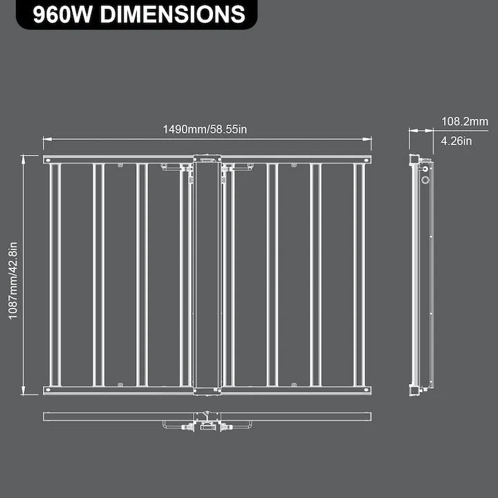 LED COMMERCIAL GROW LIGHT, QUBE-LINE, 2496 LUMENS, 960W, 120-277V